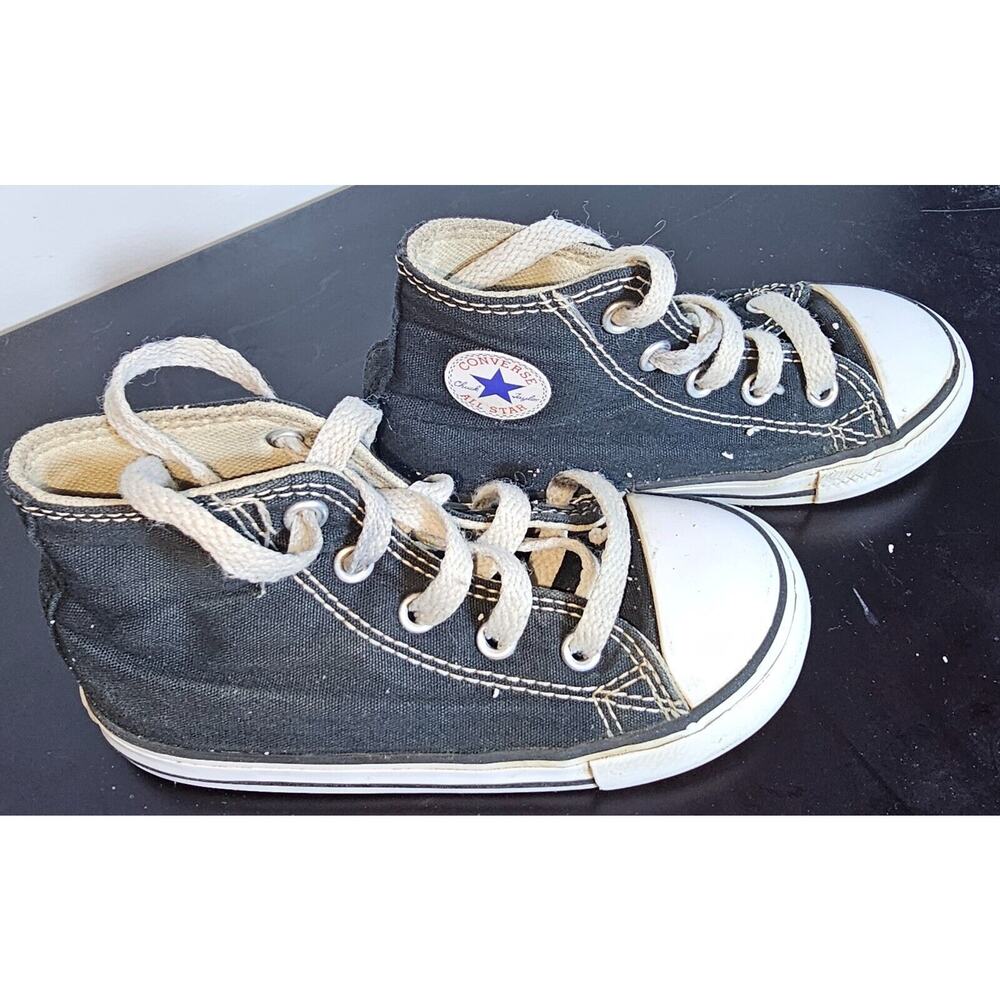 Converse All Star Chuck Taylor Black High Top Sneakers Infants 7J231 Size 8